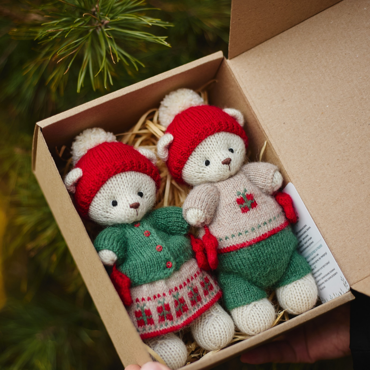Holly & Noel Christmas Bears | Hand Knitted Teddy Bears