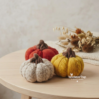 Knitted Cable Pumpkin Pattern | Easy Autumn Decor PDF (EN)