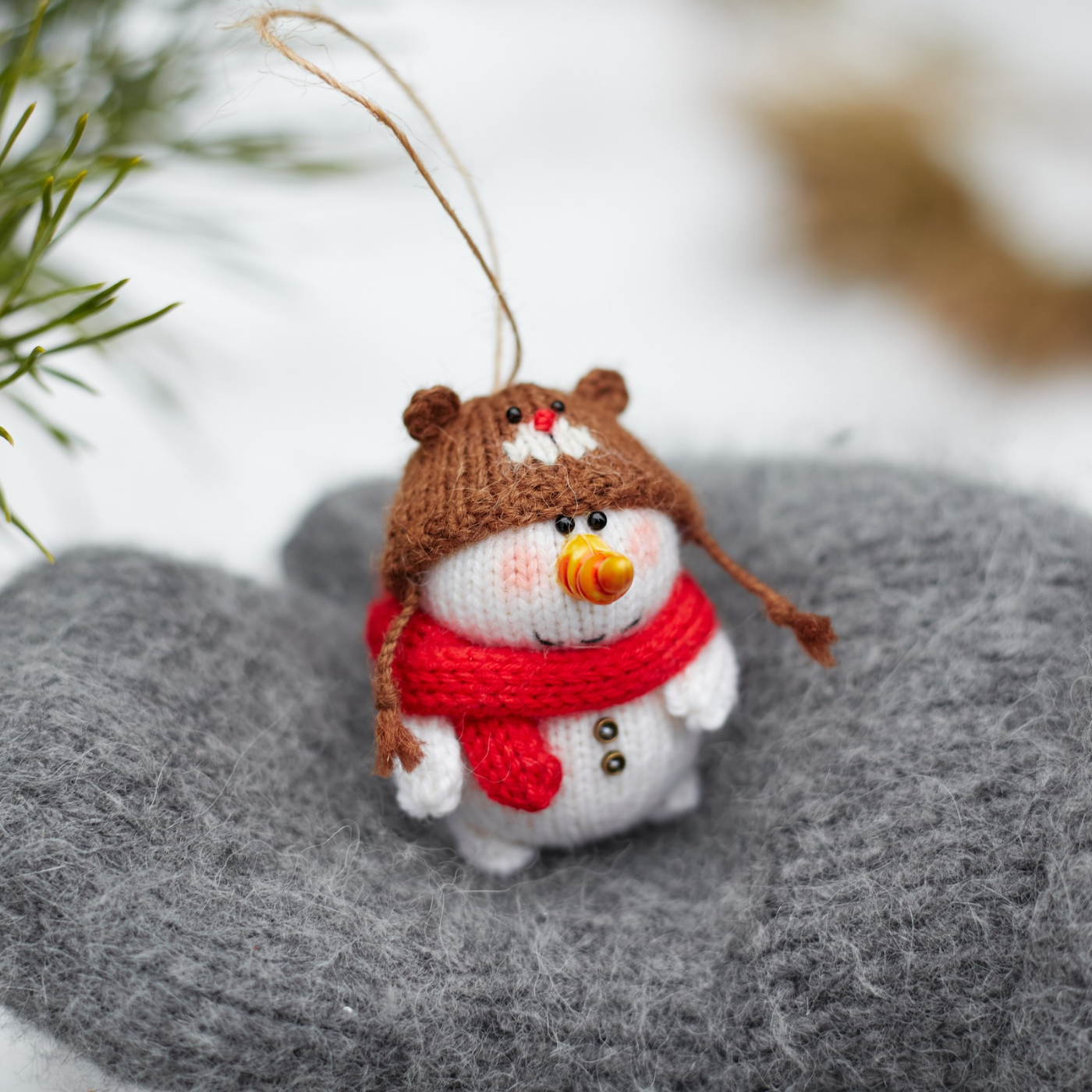 Christmas Snowman Ornament | Hand Knitted Christmas Decoration