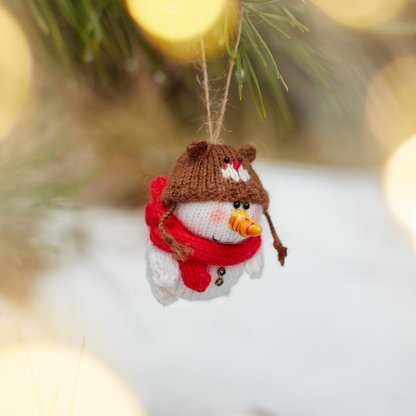 Christmas Snowman Ornament | Hand Knitted Christmas Decoration