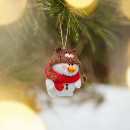 Christmas Snowman Ornament | Hand Knitted Christmas Decoration
