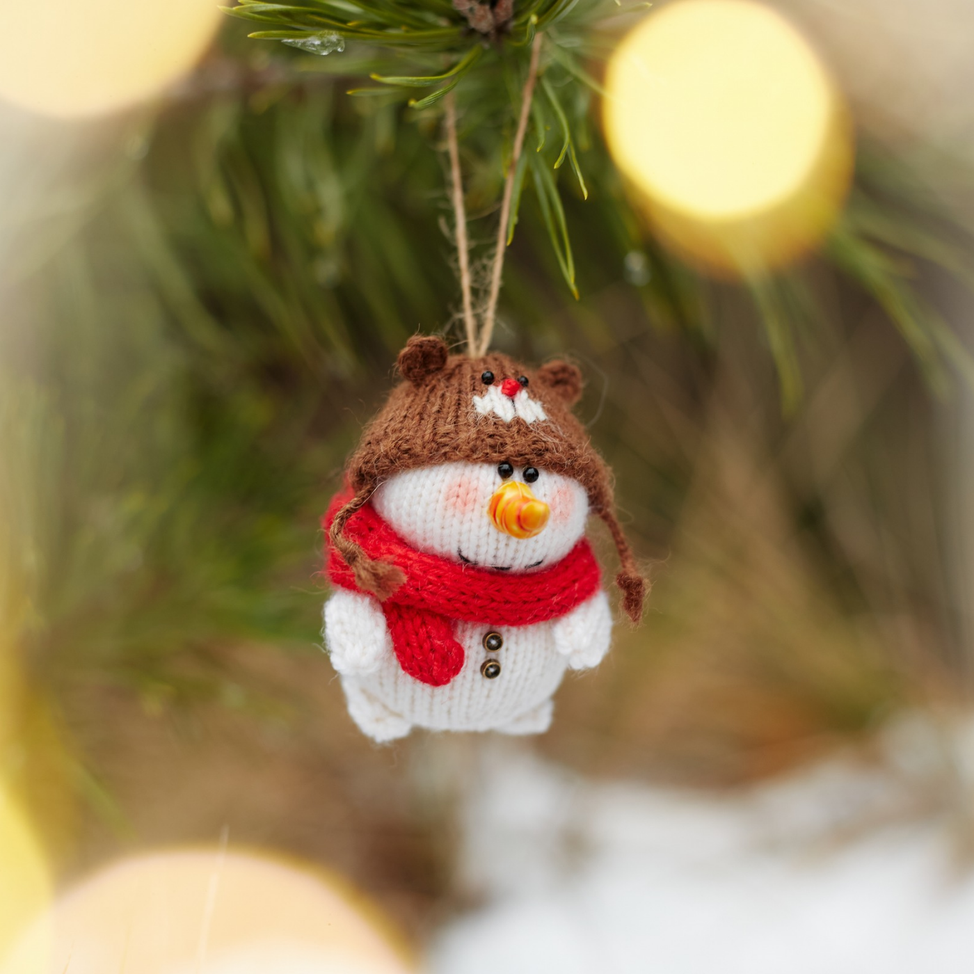 Christmas Snowman Ornament | Hand Knitted Christmas Decoration