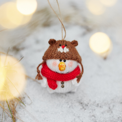 Christmas Snowman Ornament | Hand Knitted Christmas Decoration