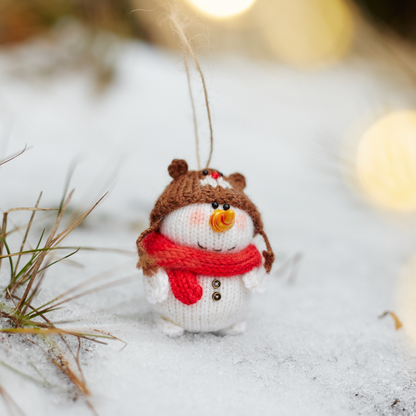 Christmas Snowman Ornament | Hand Knitted Christmas Decoration