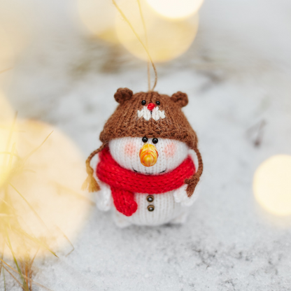 Christmas Snowman Ornament | Hand Knitted Christmas Decoration