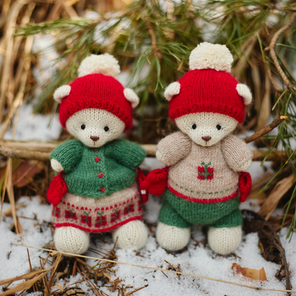 Holly & Noel Christmas Bears | Hand Knitted Teddy Bears