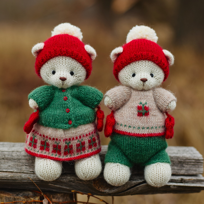 Holly & Noel Christmas Bears | Hand Knitted Teddy Bears
