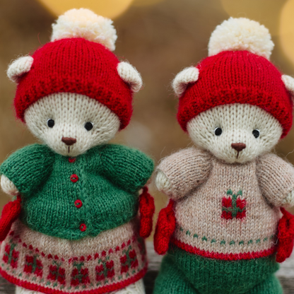Holly & Noel Christmas Bears | Hand Knitted Teddy Bears