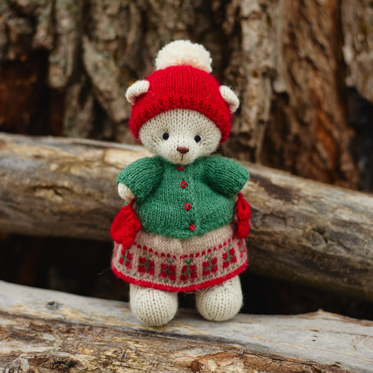 Holly Christmas Bear | Hand-Knitted Polar Bear