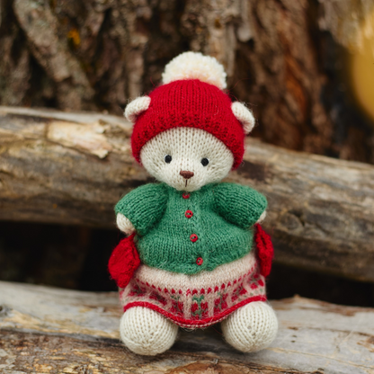 Holly Christmas Bear | Hand-Knitted Polar Bear