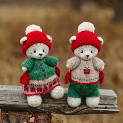 Holly & Noel Christmas Bears | Hand Knitted Teddy Bears