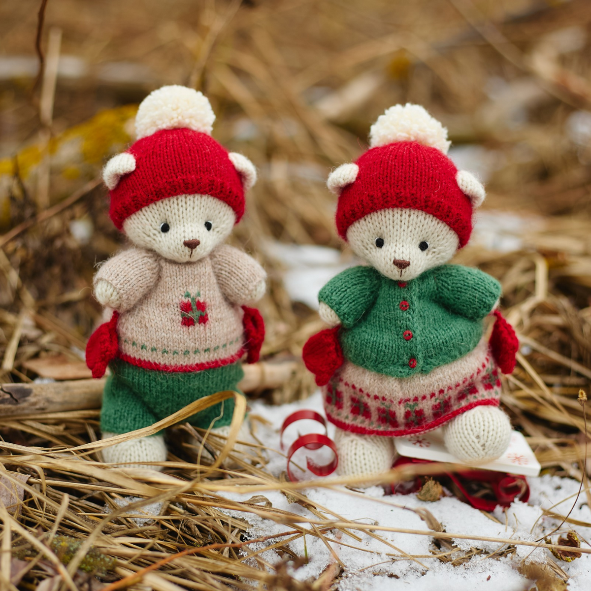 Holly & Noel Christmas Bears | Hand Knitted Teddy Bears