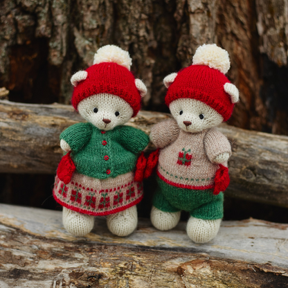 Holly & Noel Christmas Bears | Hand Knitted Teddy Bears