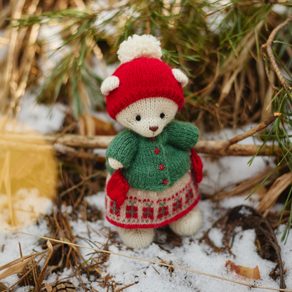 Holly Christmas Bear | Hand-Knitted Polar Bear