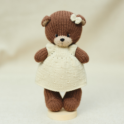 Clover Teddy Bear | Hand Knitted Waldorf Toy | Ready to Ship