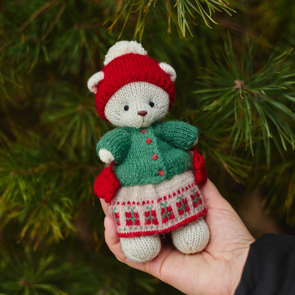 Holly Christmas Bear | Hand-Knitted Polar Bear
