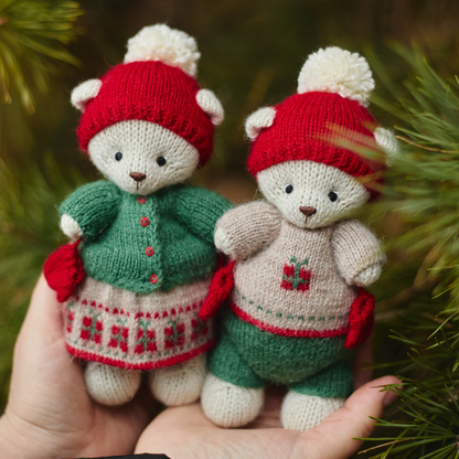 Holly & Noel Christmas Bears | Hand Knitted Teddy Bears