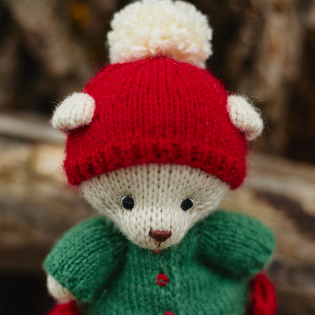 Holly Christmas Bear | Hand-Knitted Polar Bear