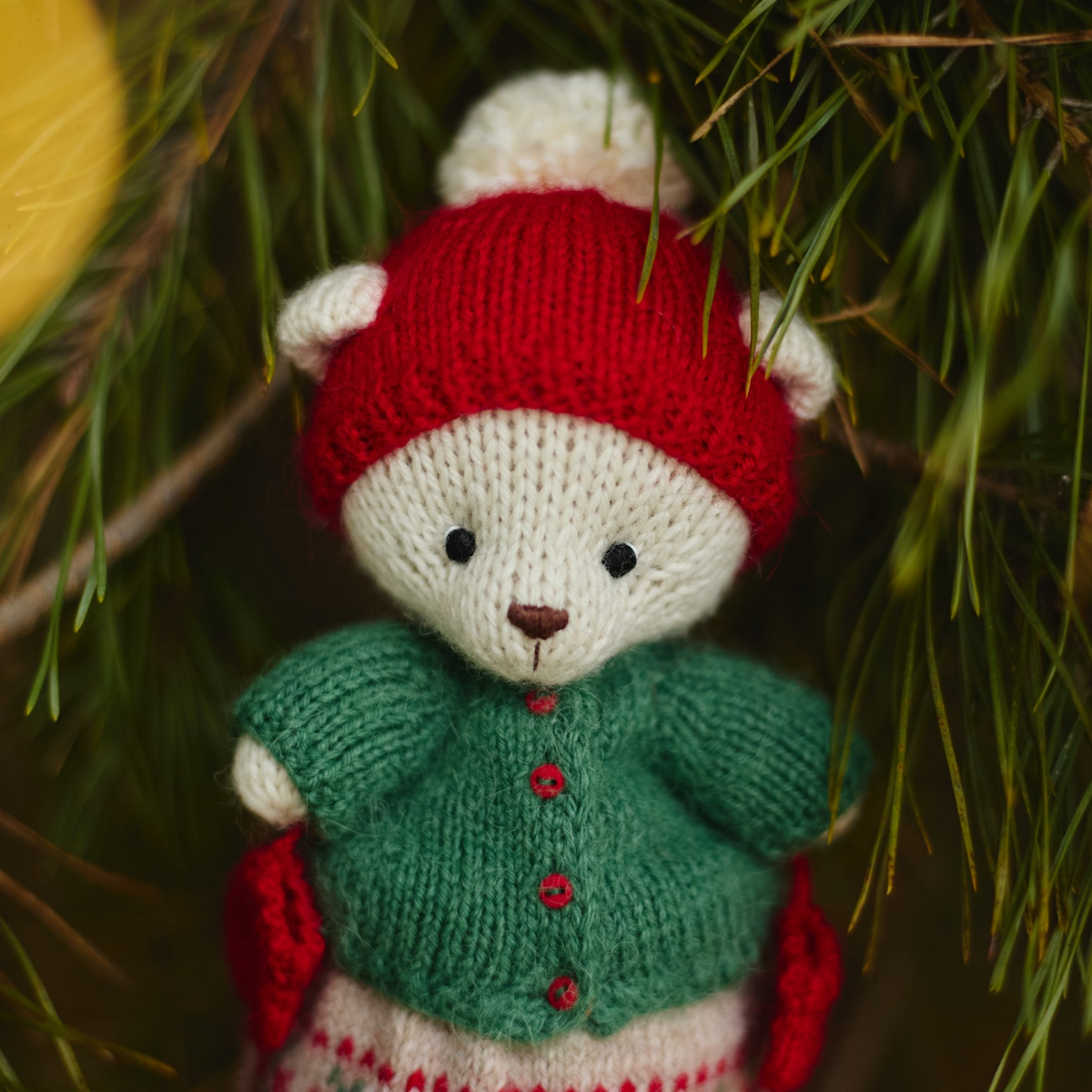 Holly Christmas Bear | Hand-Knitted Polar Bear