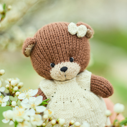 Clover Teddy Bear | Hand Knitted Waldorf Toy | Ready to Ship