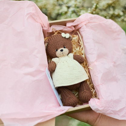 Clover Teddy Bear | Hand Knitted Waldorf Toy | Ready to Ship
