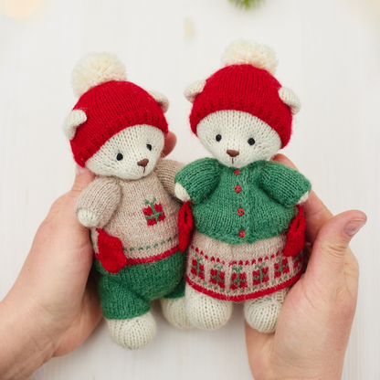 Holly & Noel Christmas Bears | Hand Knitted Teddy Bears