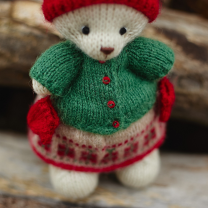 Holly Christmas Bear | Hand-Knitted Polar Bear