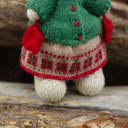 Holly Christmas Bear | Hand-Knitted Polar Bear
