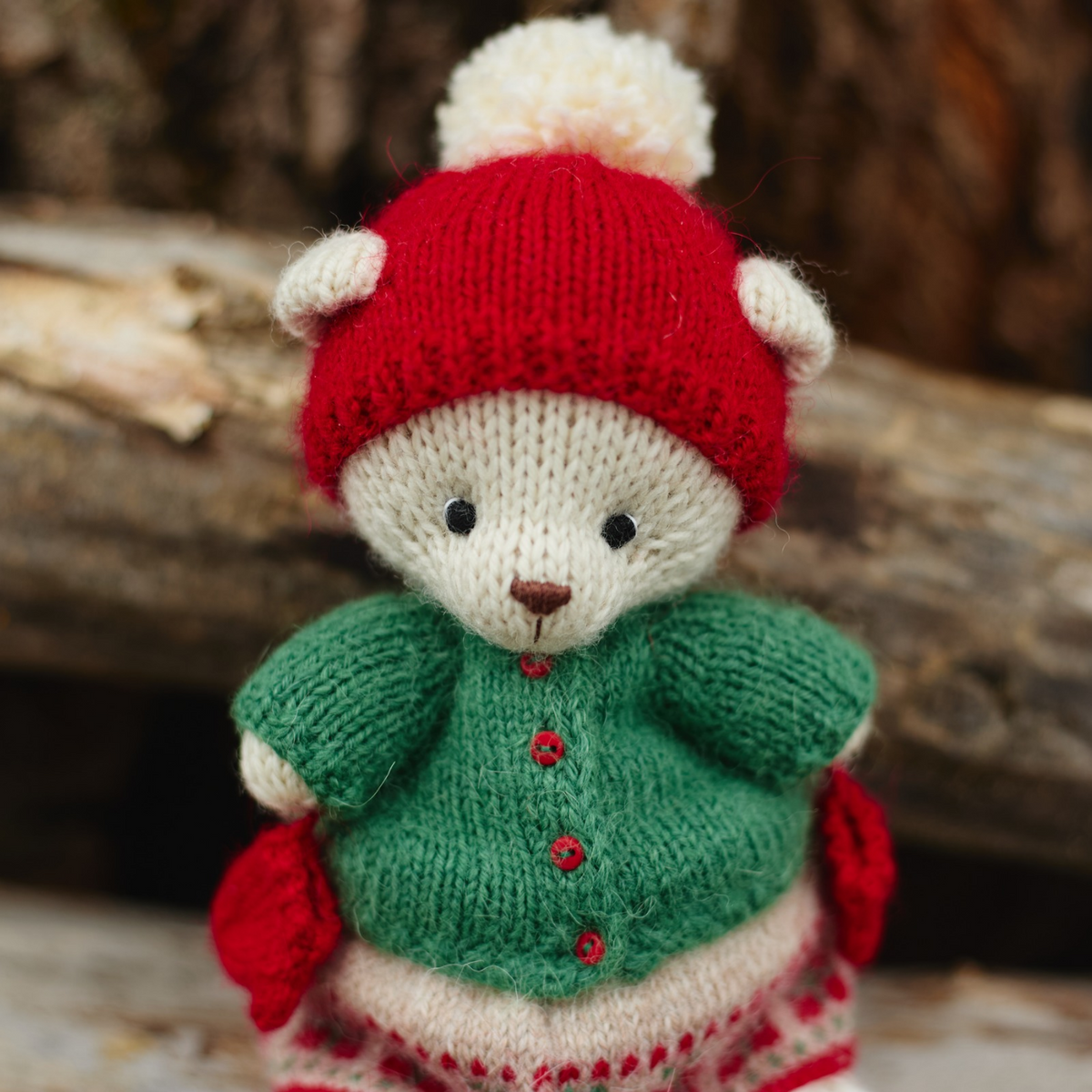 Holly Christmas Bear | Hand-Knitted Polar Bear